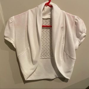 White Cropped Cardigan Jacket Sweater